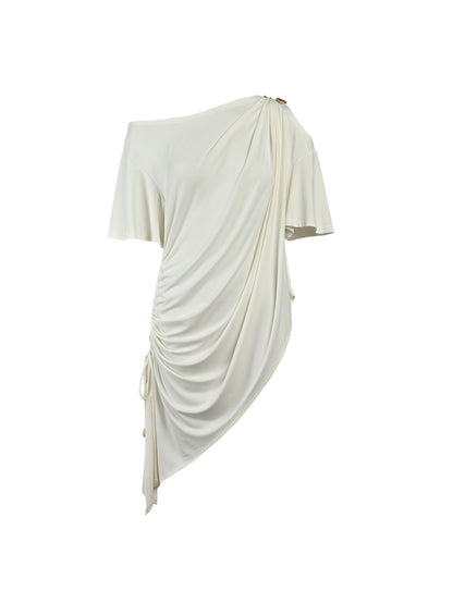 NORTH_NODE_Ruched_Asymmetrical_Off_Shoulder_Short_Sleeve_Women&
