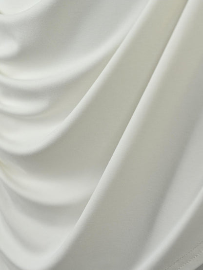 NORTH NODE Ruched Asymmetrical Off Shoulder Short Sleeve Women&