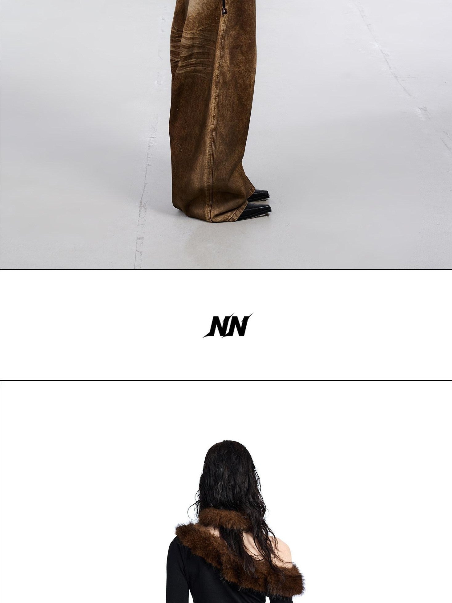 NORTH NODE Ruched Fur Collar Asymmetrical Shoulder Women&