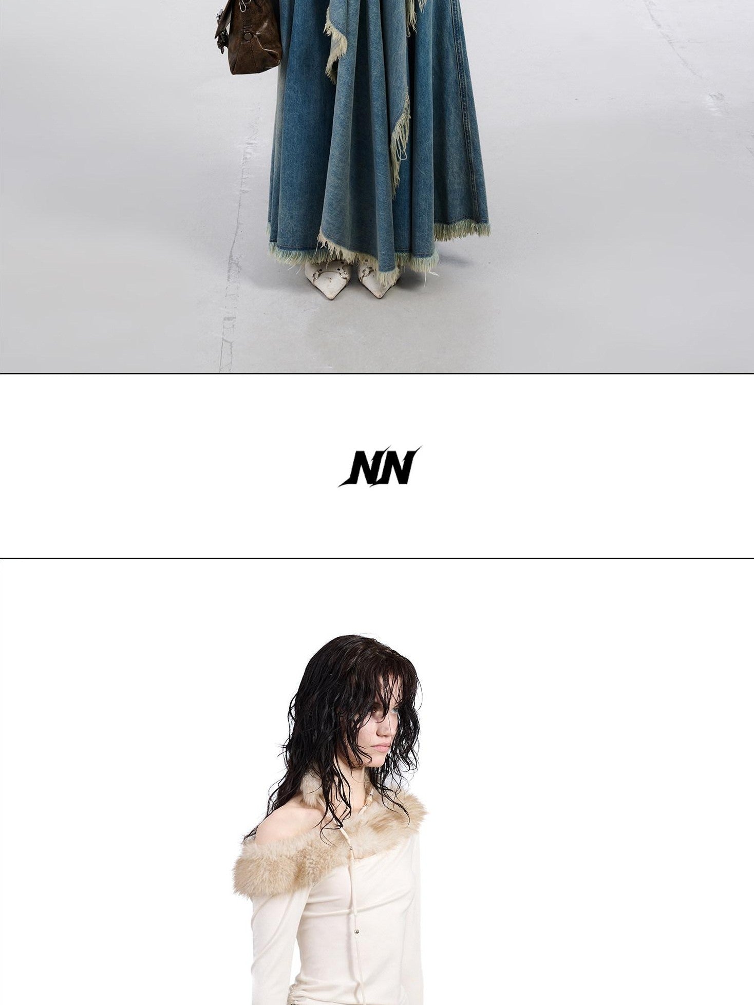 NORTH NODE Ruched Fur Collar Asymmetrical Shoulder Women&