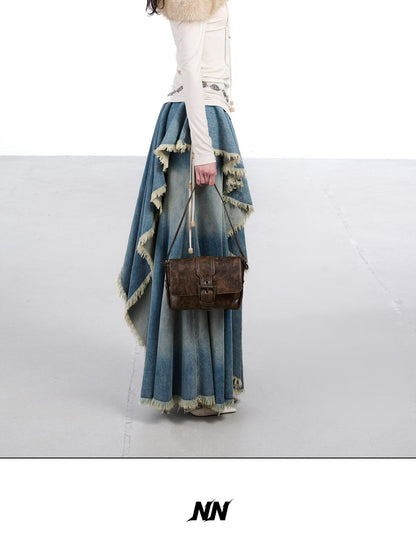 NORTH NODE Ruched Fur Collar Asymmetrical Shoulder Women&