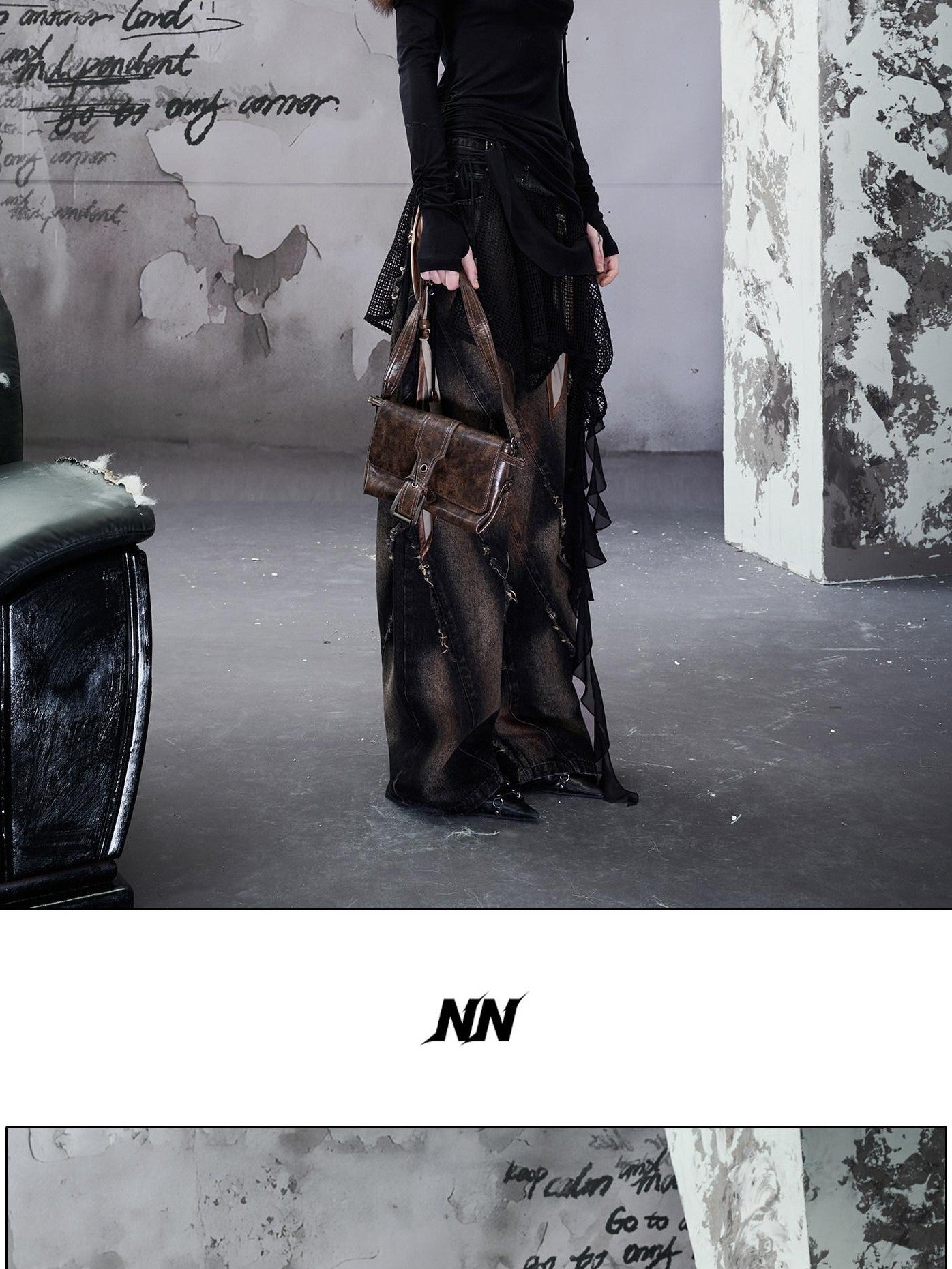 NORTH NODE Ruched Fur Collar Asymmetrical Shoulder Women&