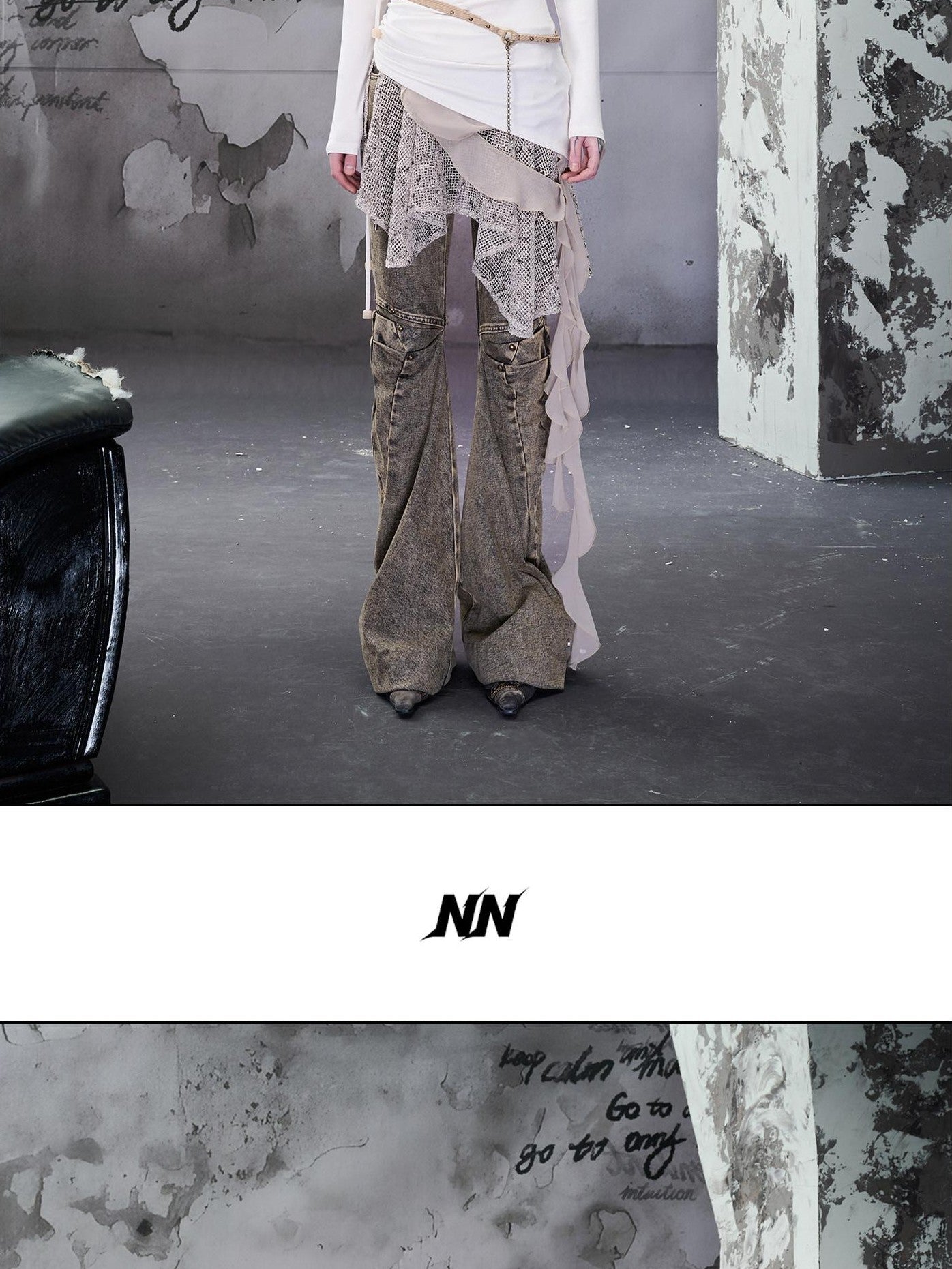 NORTH NODE Ruched Fur Collar Asymmetrical Shoulder Women&