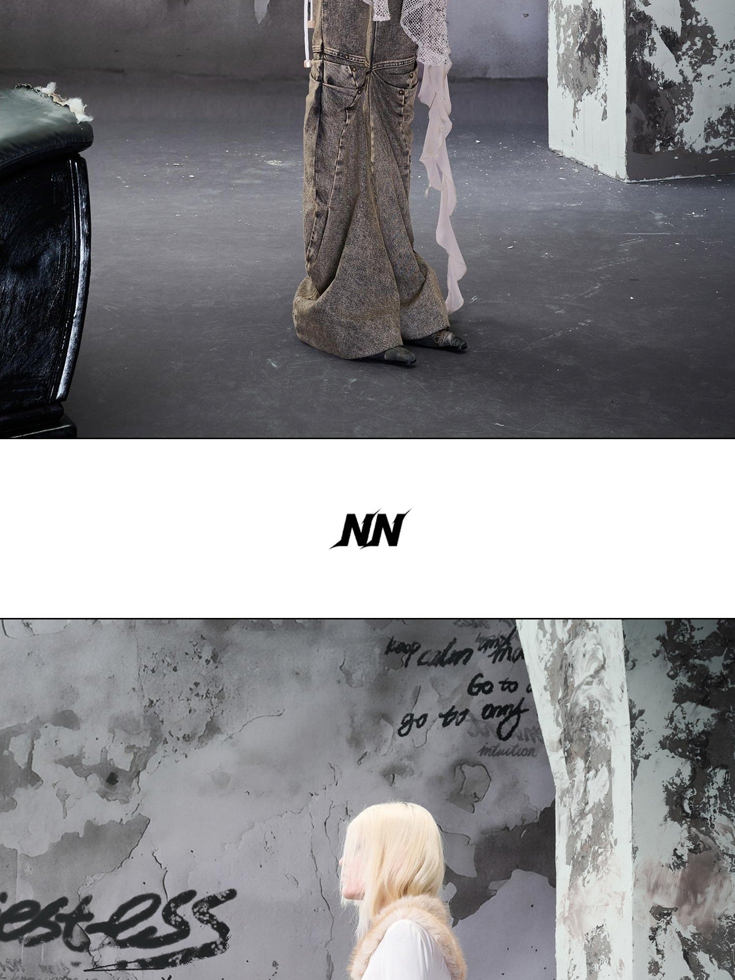 NORTH NODE Ruched Fur Collar Asymmetrical Shoulder Women&