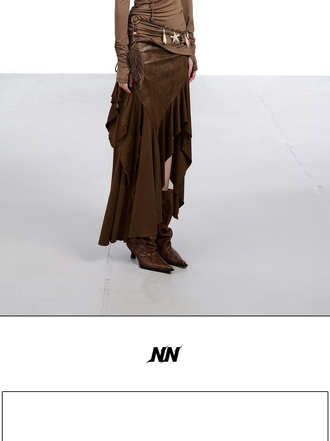 NORTH NODE Ruched Fur Collar Asymmetrical Shoulder Women&