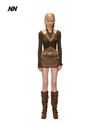 NORTH NODE Ruched Halterneck Asymmetric Panelled Women&