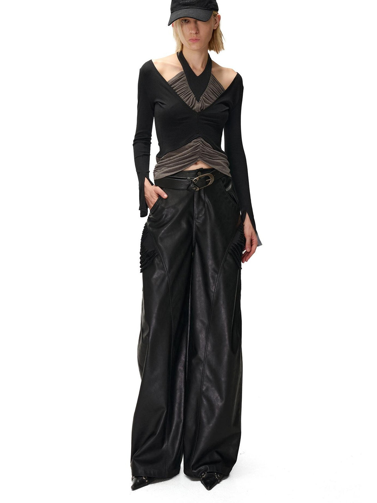 NORTH NODE Ruched Halterneck Asymmetric Panelled Women&