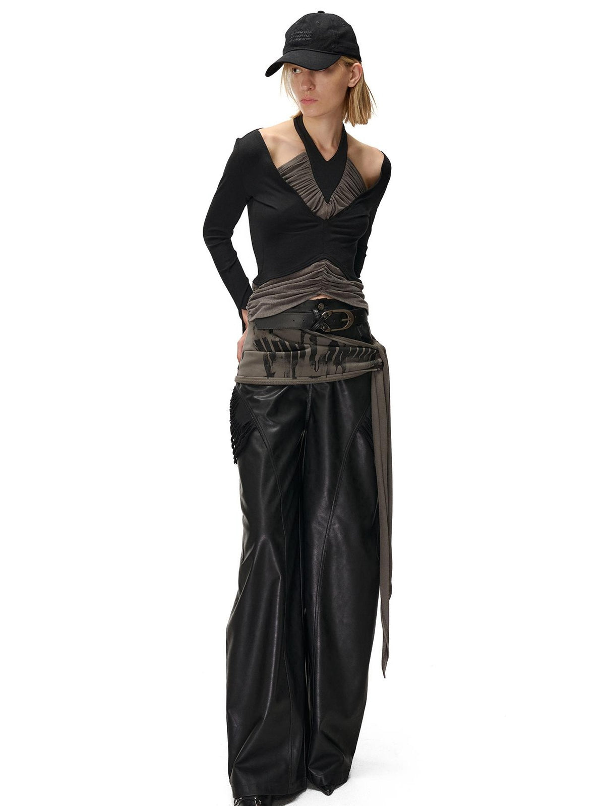 NORTH NODE Ruched Halterneck Asymmetric Panelled Women&