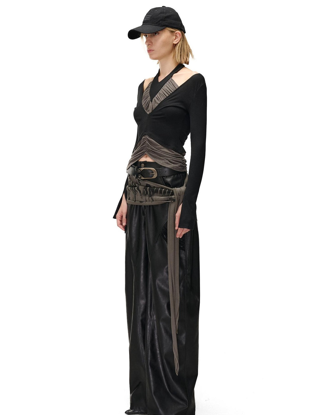 NORTH NODE Ruched Halterneck Asymmetric Panelled Women&