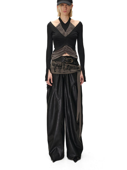 NORTH NODE Ruched Halterneck Asymmetric Panelled Women&