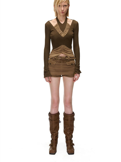 NORTH NODE Ruched Halterneck Asymmetric Panelled Women&