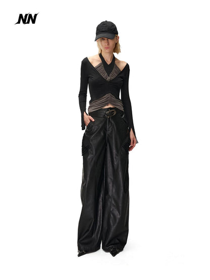 NORTH NODE Ruched Halterneck Asymmetric Panelled Women&