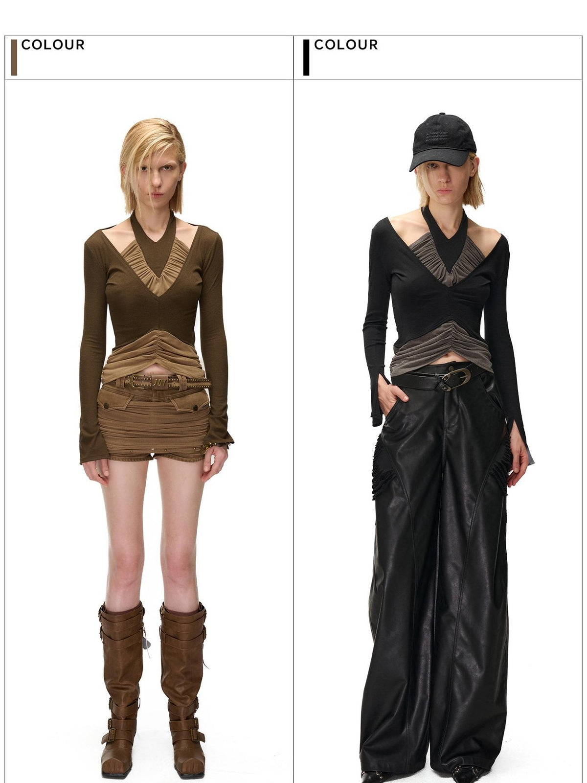NORTH NODE Ruched Halterneck Asymmetric Panelled Women&