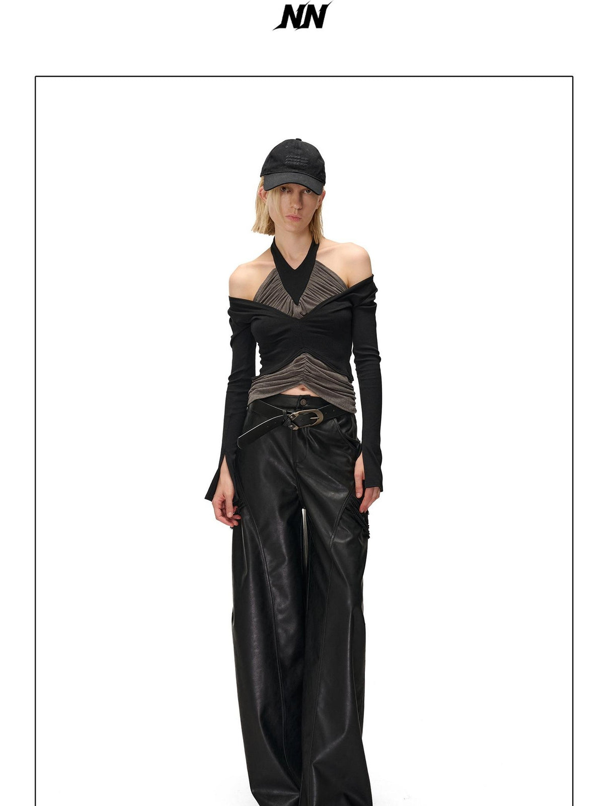 NORTH NODE Ruched Halterneck Asymmetric Panelled Women&
