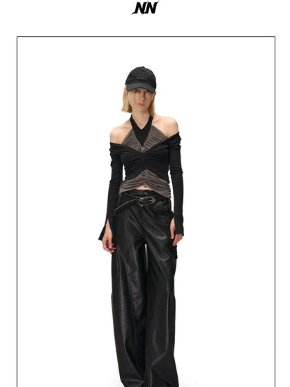 NORTH NODE Ruched Halterneck Asymmetric Panelled Women&