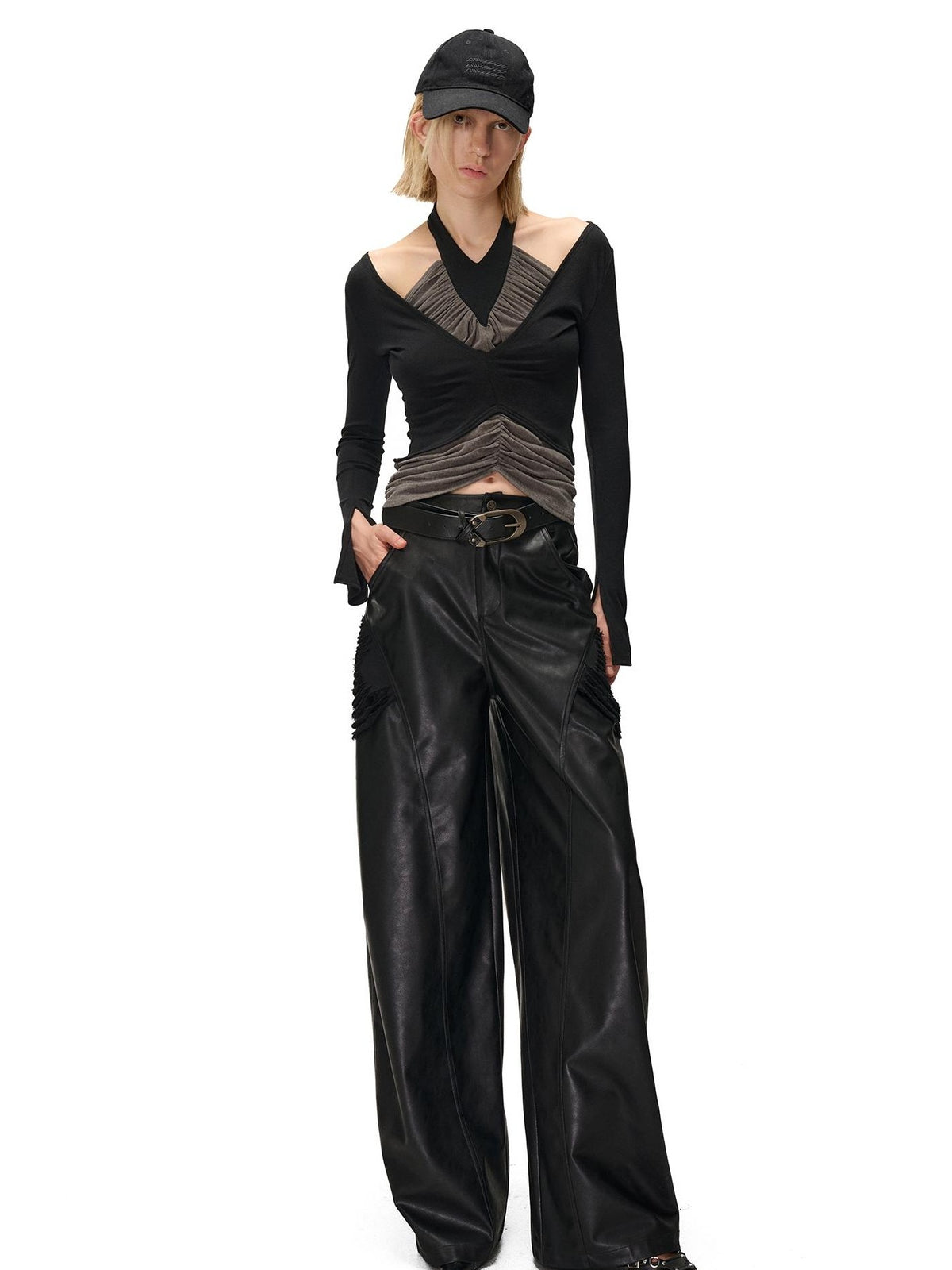 NORTH NODE Ruched Halterneck Asymmetric Panelled Women&