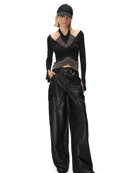 NORTH NODE Ruched Halterneck Asymmetric Panelled Women&