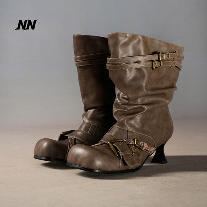 NORTH_NODE_Ruched_Horsebit_Round_Toe_High_Heel_Women&