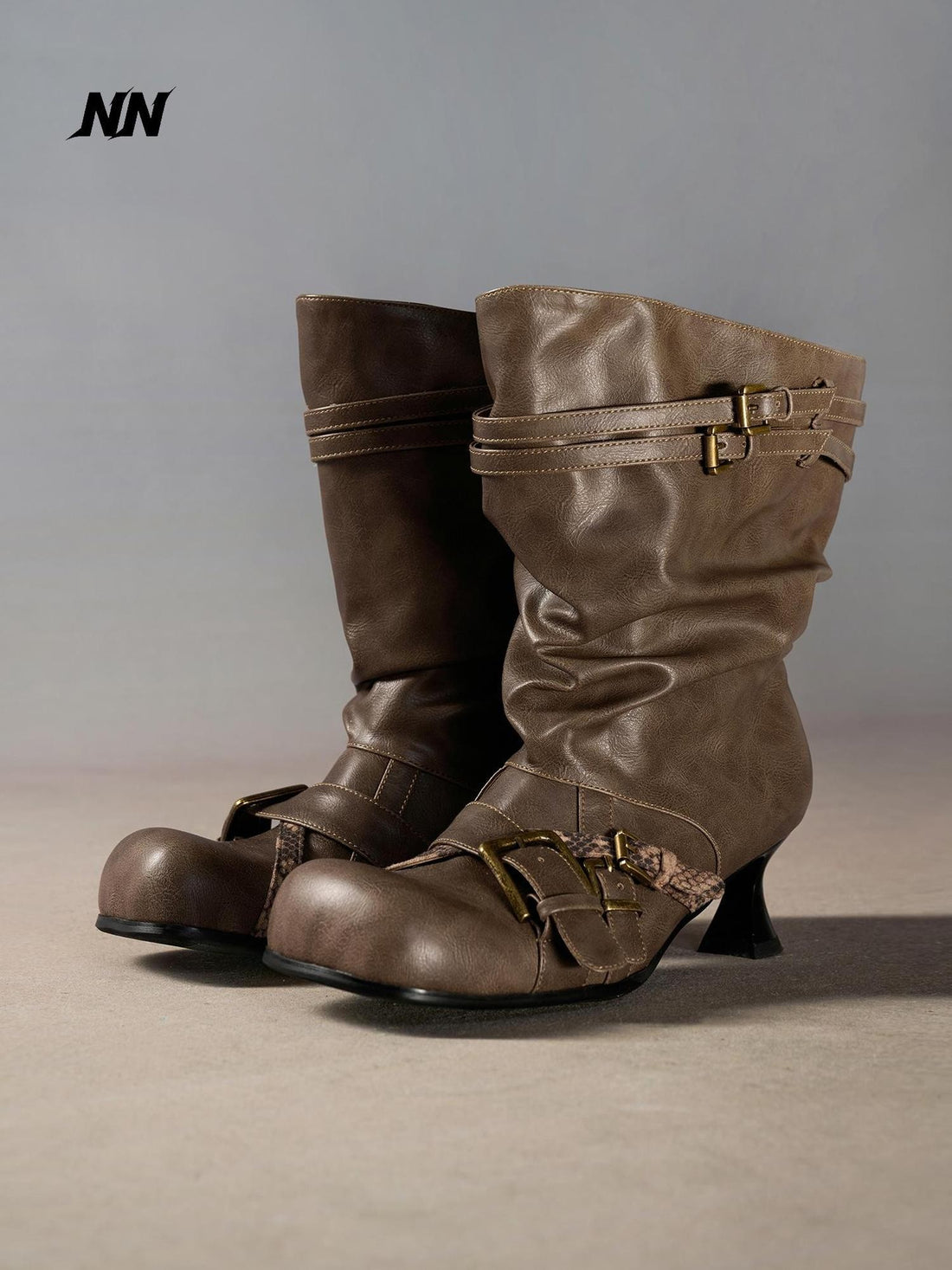 NORTH NODE Ruched Horsebit Round Toe High Heel Women&