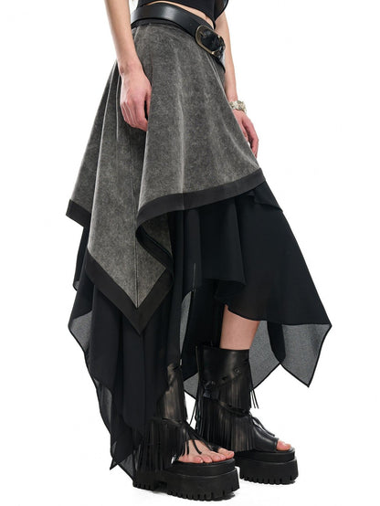 NORTH NODE Ruffle Patchwork Asymmetrical A Line Women&