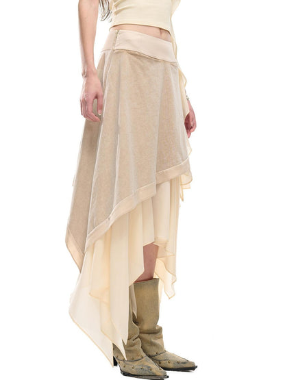NORTH NODE Ruffle Patchwork Asymmetrical A Line Women&