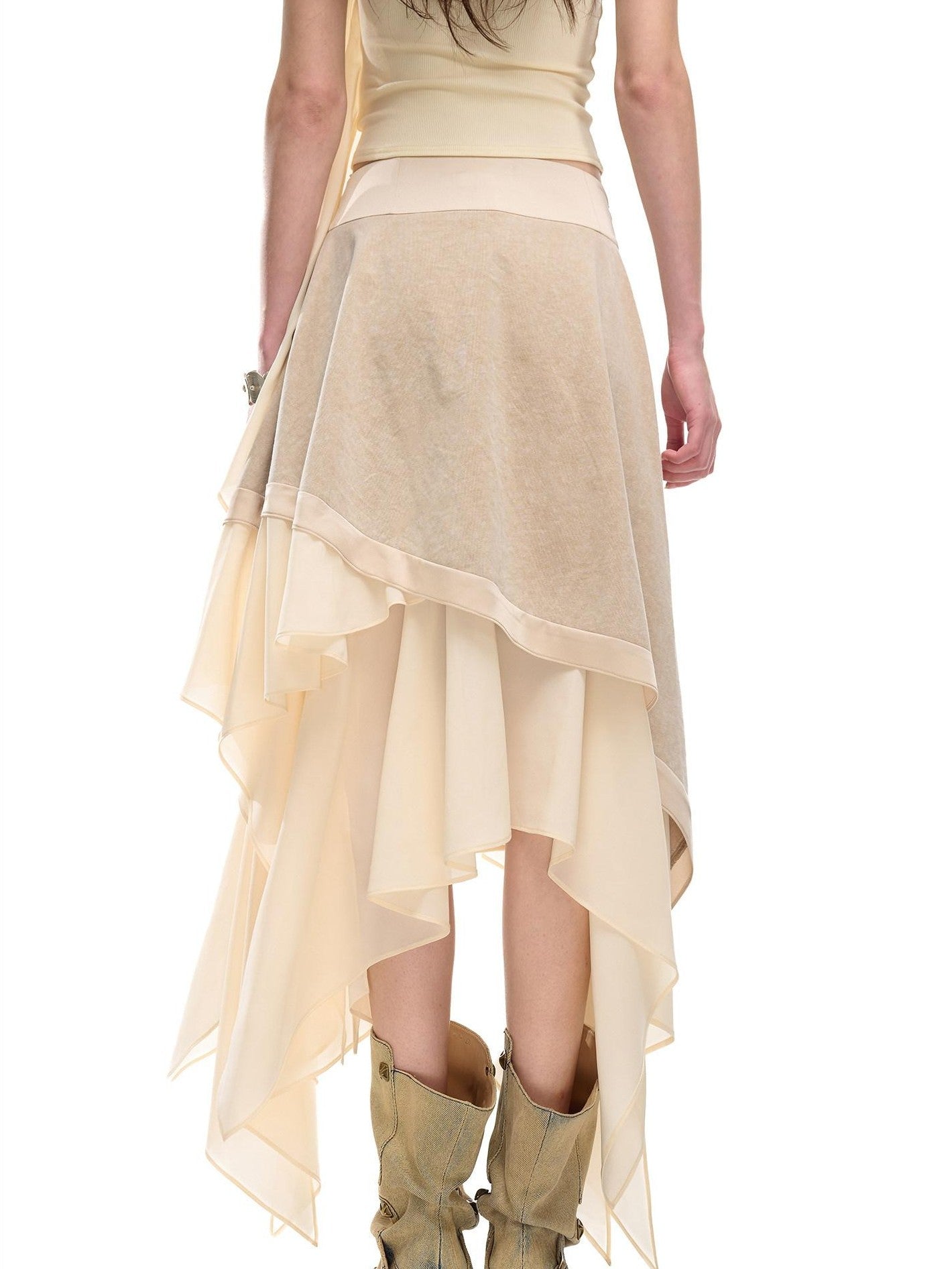 NORTH NODE Ruffle Patchwork Asymmetrical A Line Women&