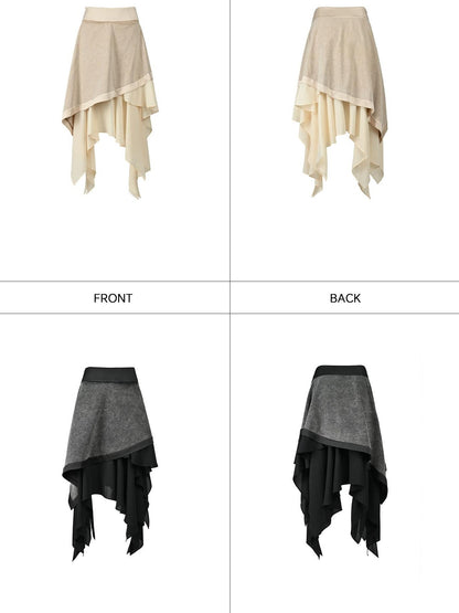 NORTH NODE Ruffle Patchwork Asymmetrical A Line Women&