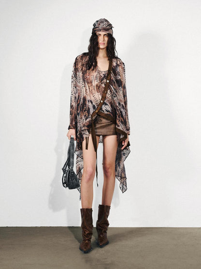 NORTH NODE Ruffled Asymmetric Convertible Long Sleeve Women&