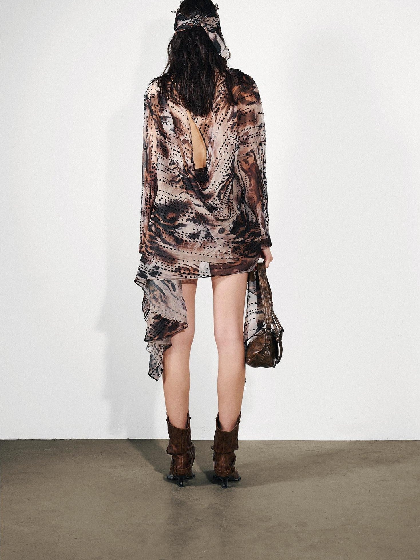 NORTH NODE Ruffled Asymmetric Convertible Long Sleeve Women&