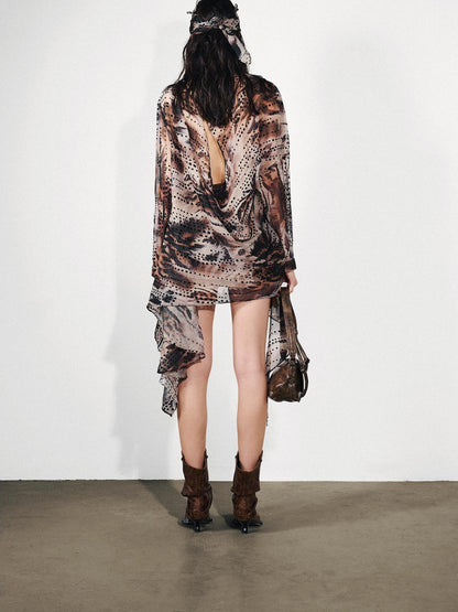 NORTH NODE Ruffled Asymmetric Convertible Long Sleeve Women&