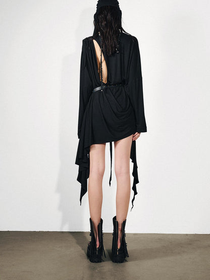 NORTH NODE Ruffled Asymmetric Convertible Long Sleeve Women&