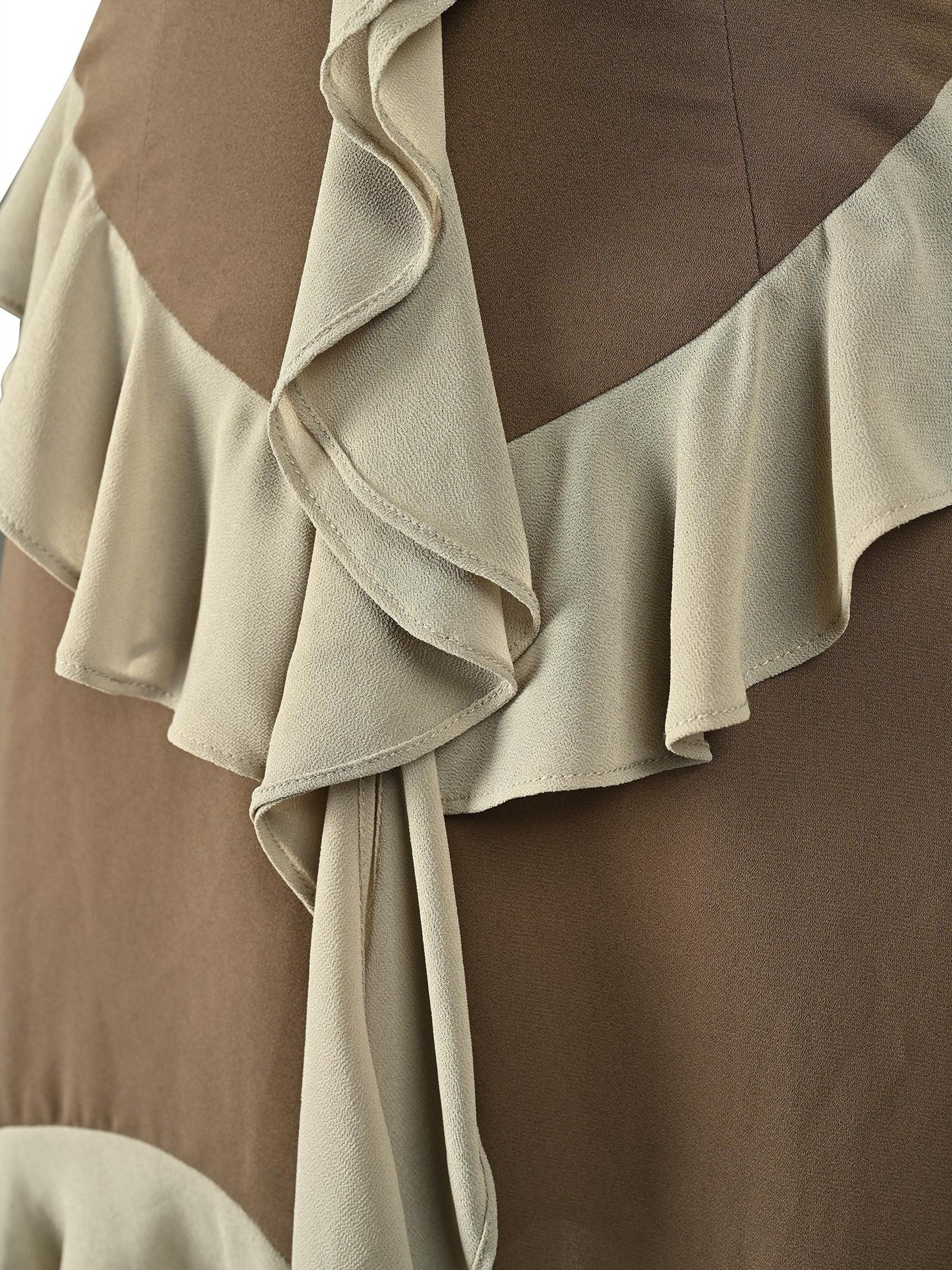 NORTH NODE Ruffled Asymmetric Spliced V-neck Women&