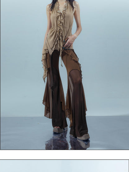NORTH NODE Ruffled Leaf Edge Drawstring Women&