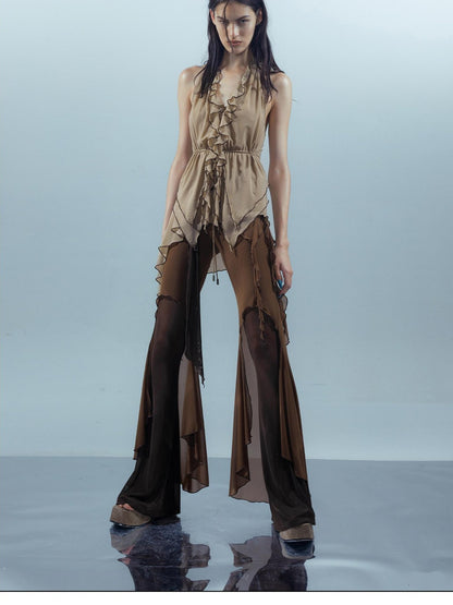 NORTH NODE Ruffled Leaf Edge Drawstring Women&