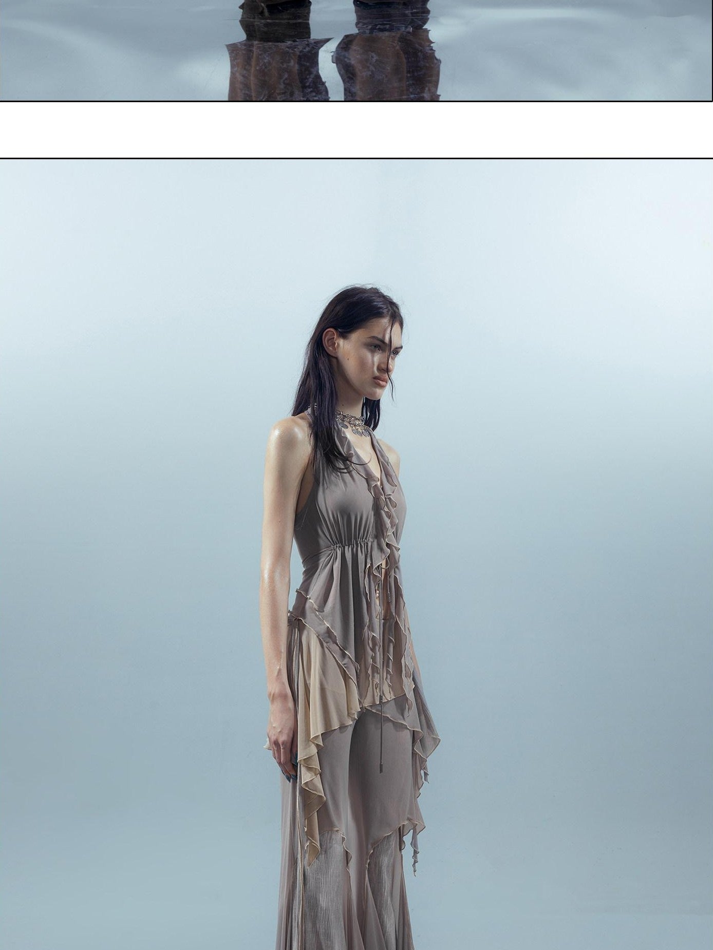 NORTH NODE Ruffled Leaf Edge Drawstring Women&
