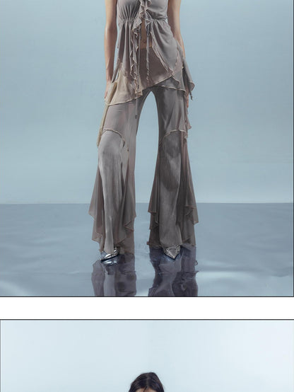 NORTH NODE Ruffled Leaf Edge Drawstring Women&