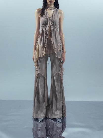 NORTH NODE Ruffled Leaf Edge Drawstring Women&