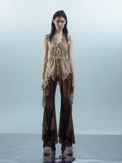 NORTH NODE Ruffled Leaf Edge Drawstring Women&