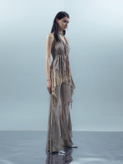 NORTH NODE Ruffled Leaf Edge Drawstring Women&