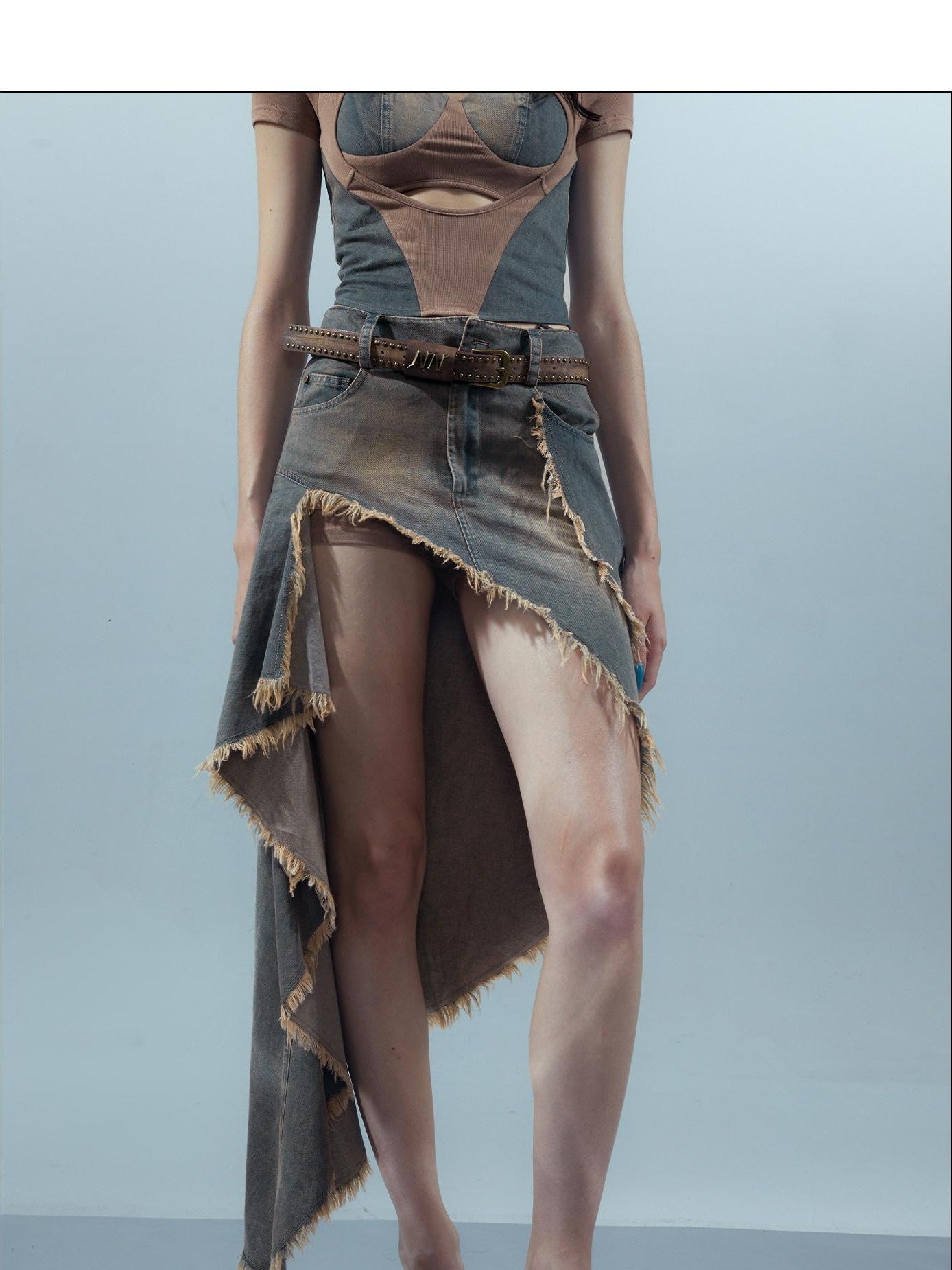 NORTH NODE Rust Wash Distressed Frayed Edge Women&