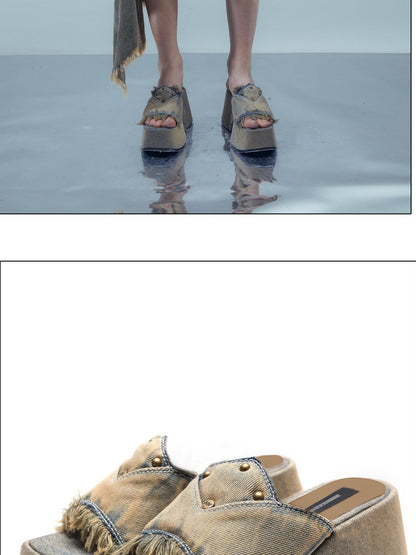 NORTH NODE Rust Wash Distressed Frayed Edge Women&