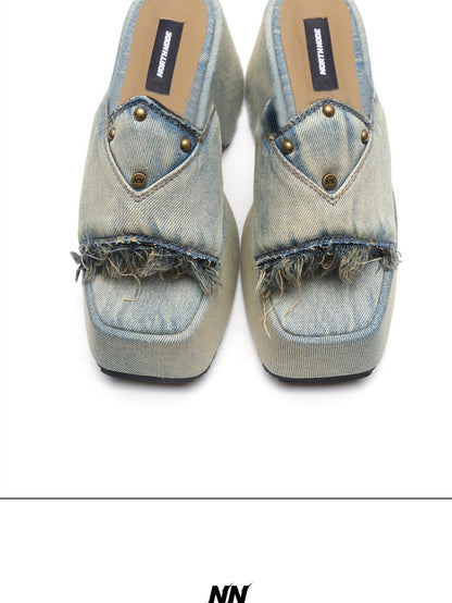 NORTH NODE Rust Wash Distressed Frayed Edge Women&