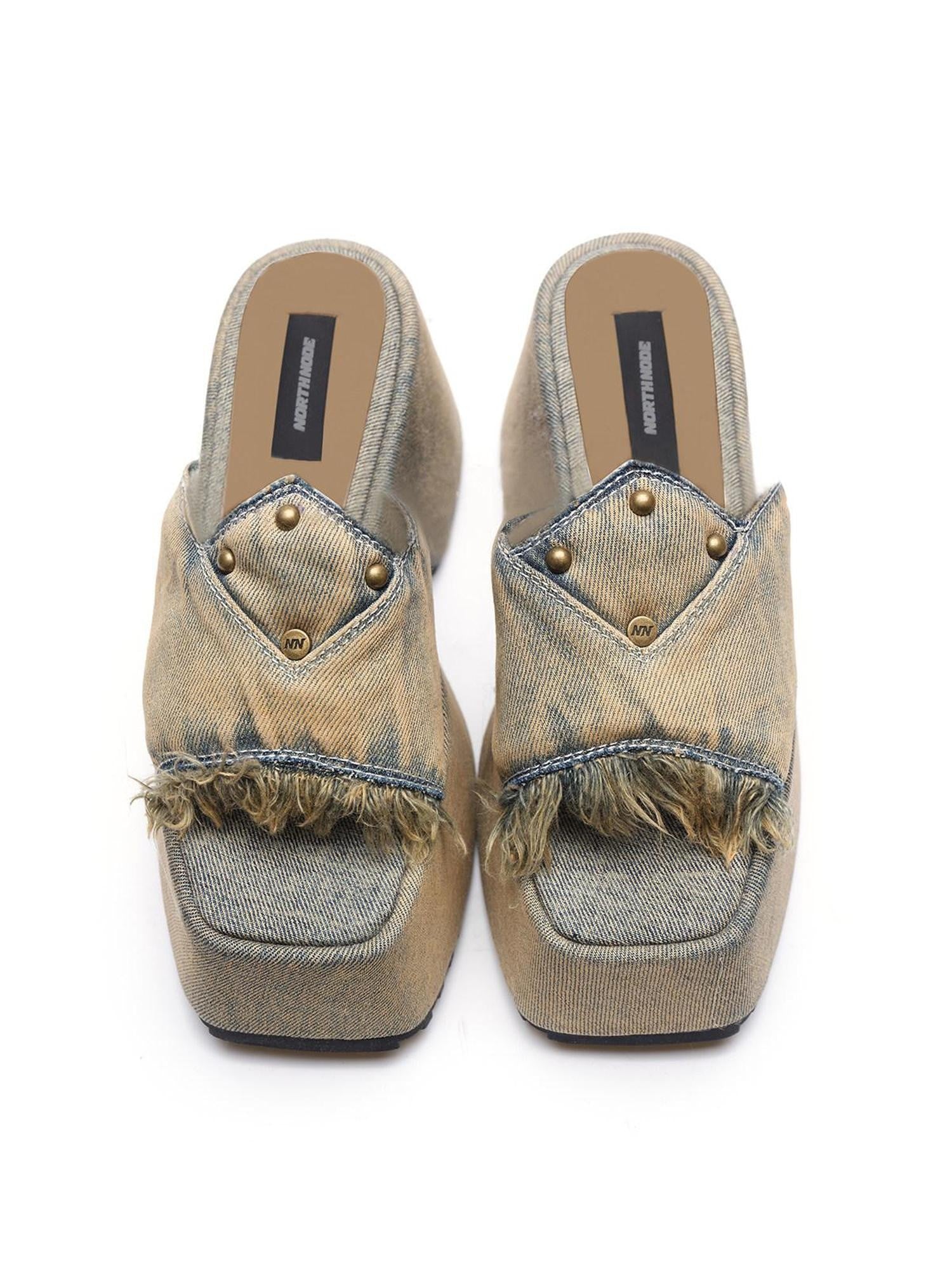 NORTH NODE Rust Wash Distressed Frayed Edge Women&