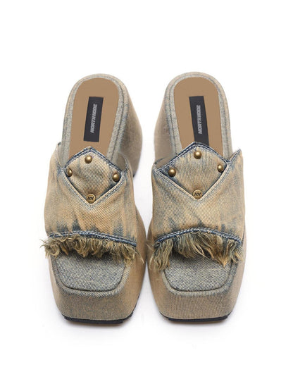 NORTH NODE Rust Wash Distressed Frayed Edge Women&