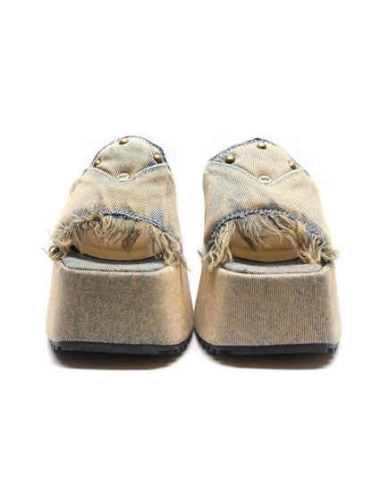 NORTH NODE Rust Wash Distressed Frayed Edge Women&