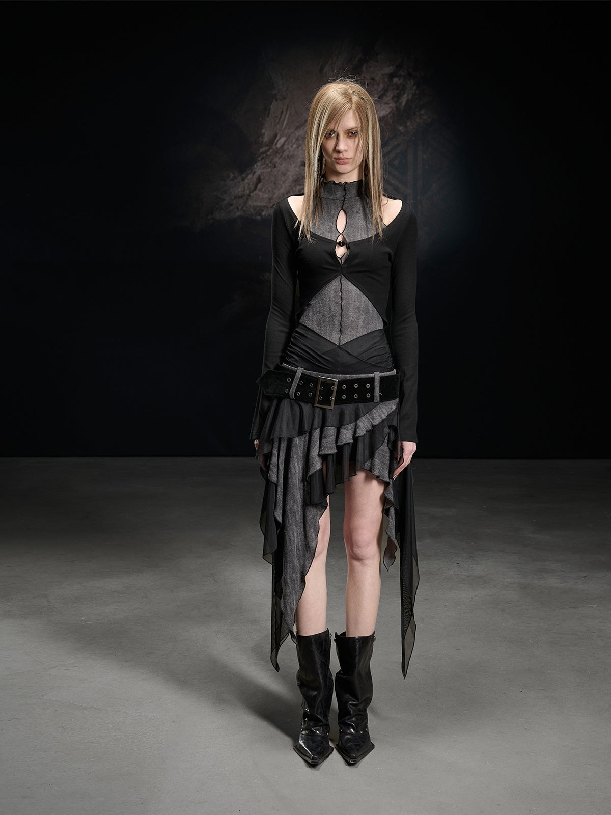 NORTH_NODE_Sand_Sea_Ruffle_Beaded_Cutout_Asymmetric_Women&