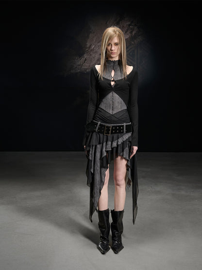 NORTH_NODE_Sand_Sea_Ruffle_Beaded_Cutout_Asymmetric_Women&