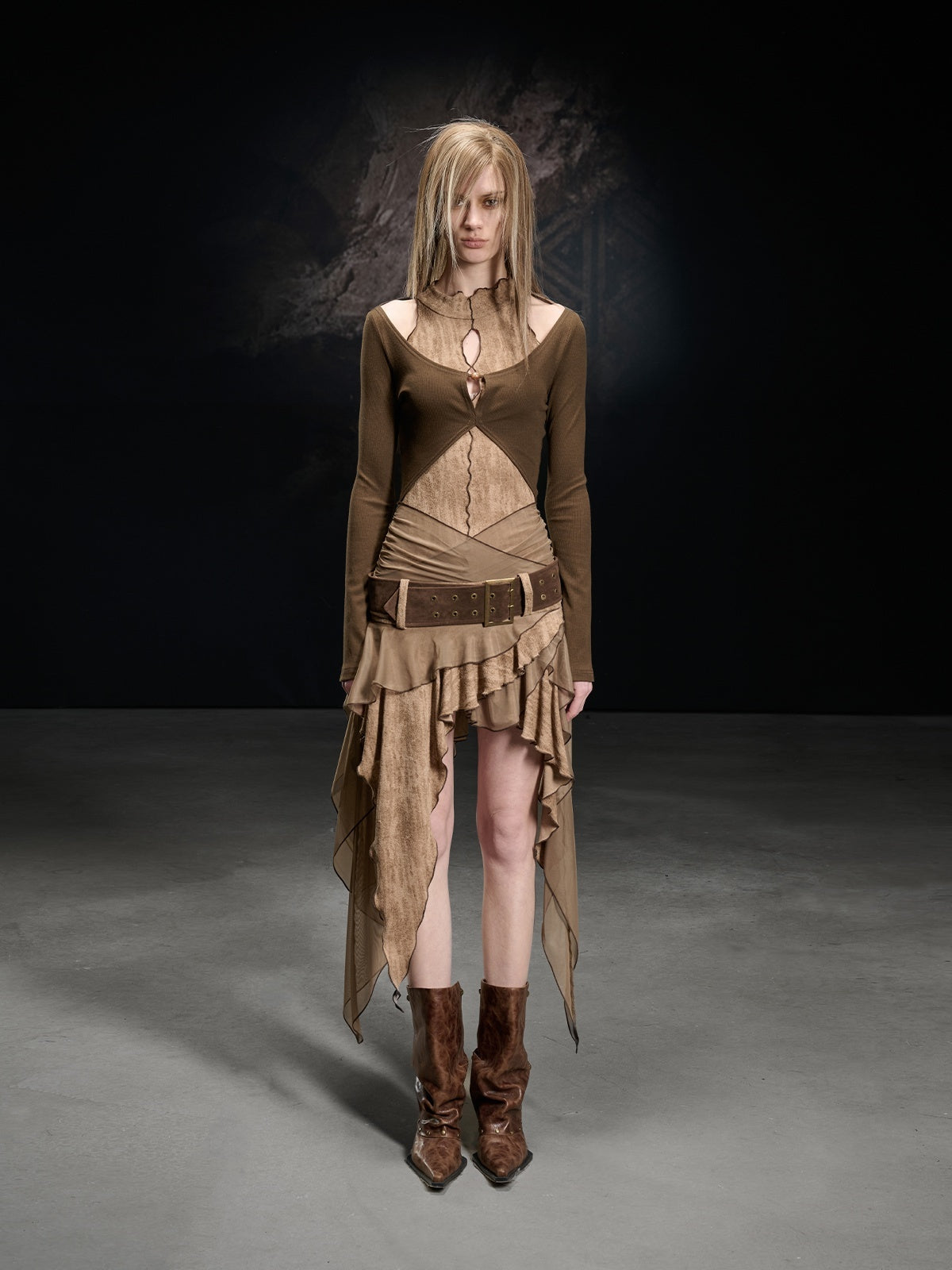NORTH_NODE_Sand_Sea_Ruffle_Beaded_Cutout_Asymmetric_Women&