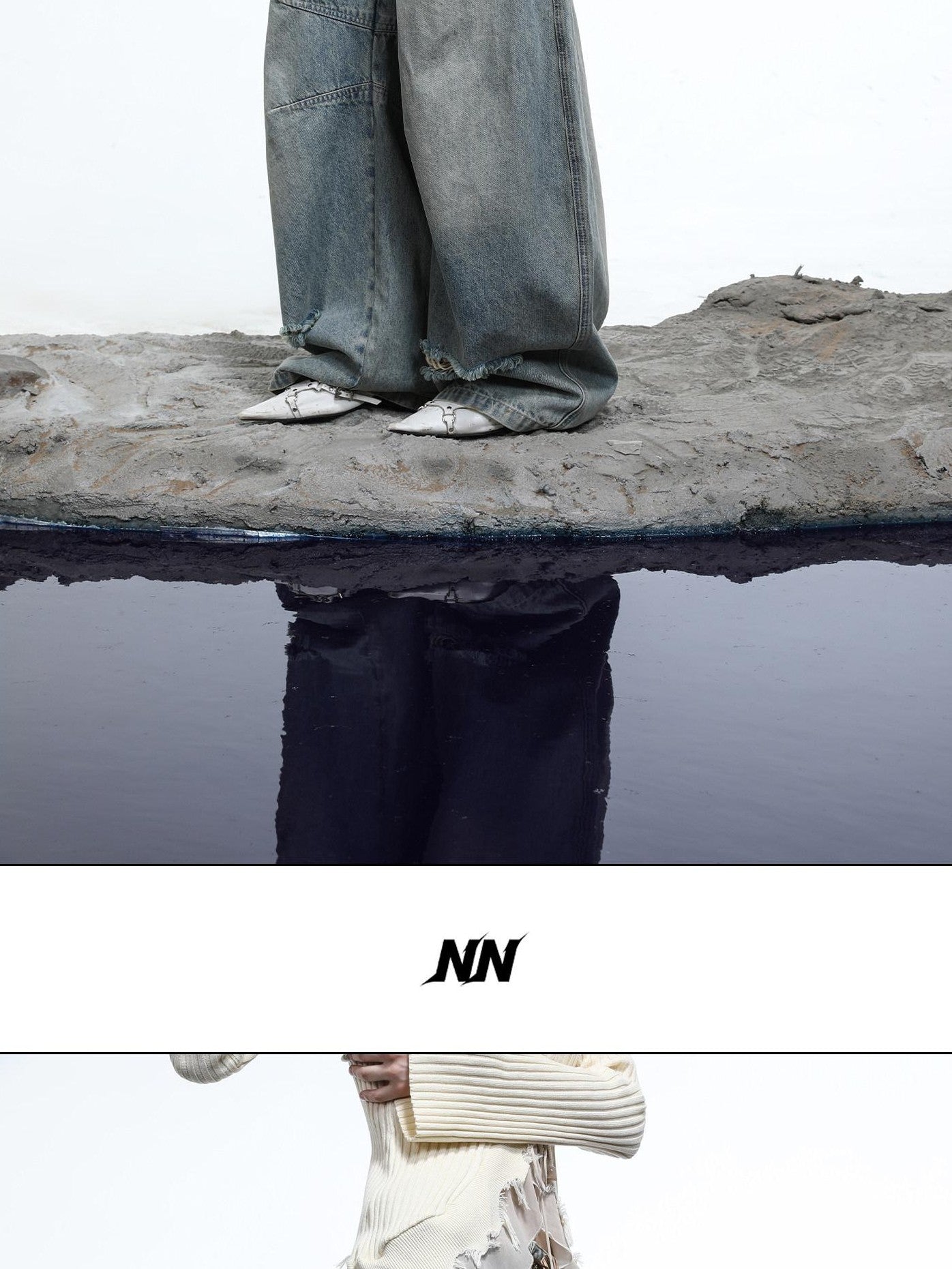 NORTH NODE Sculpted Washed Distressed Curved Cut Women&
