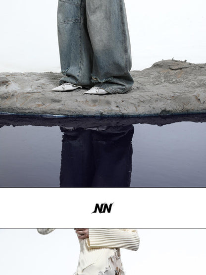 NORTH NODE Sculpted Washed Distressed Curved Cut Women&